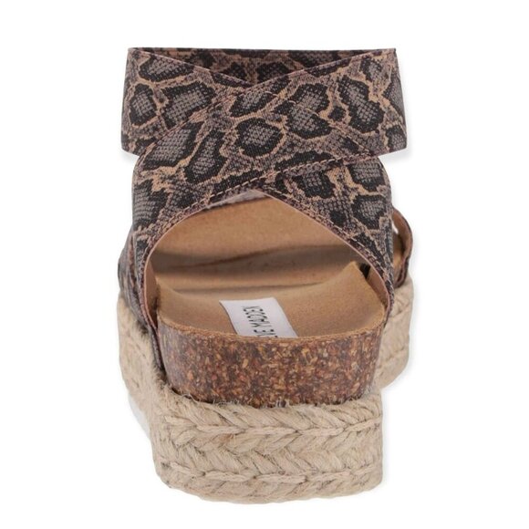 STEVE MADDEN KIMMIE Espadrille Flatform Heel Double Strap Sandals Blue Snake - Picture 5 of 9